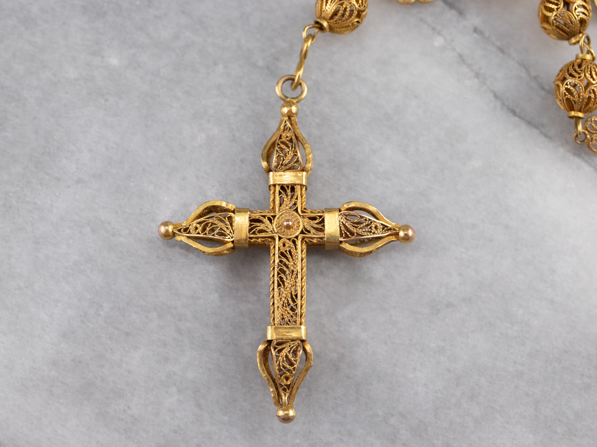 Portuguese Gold Filigree Rosary