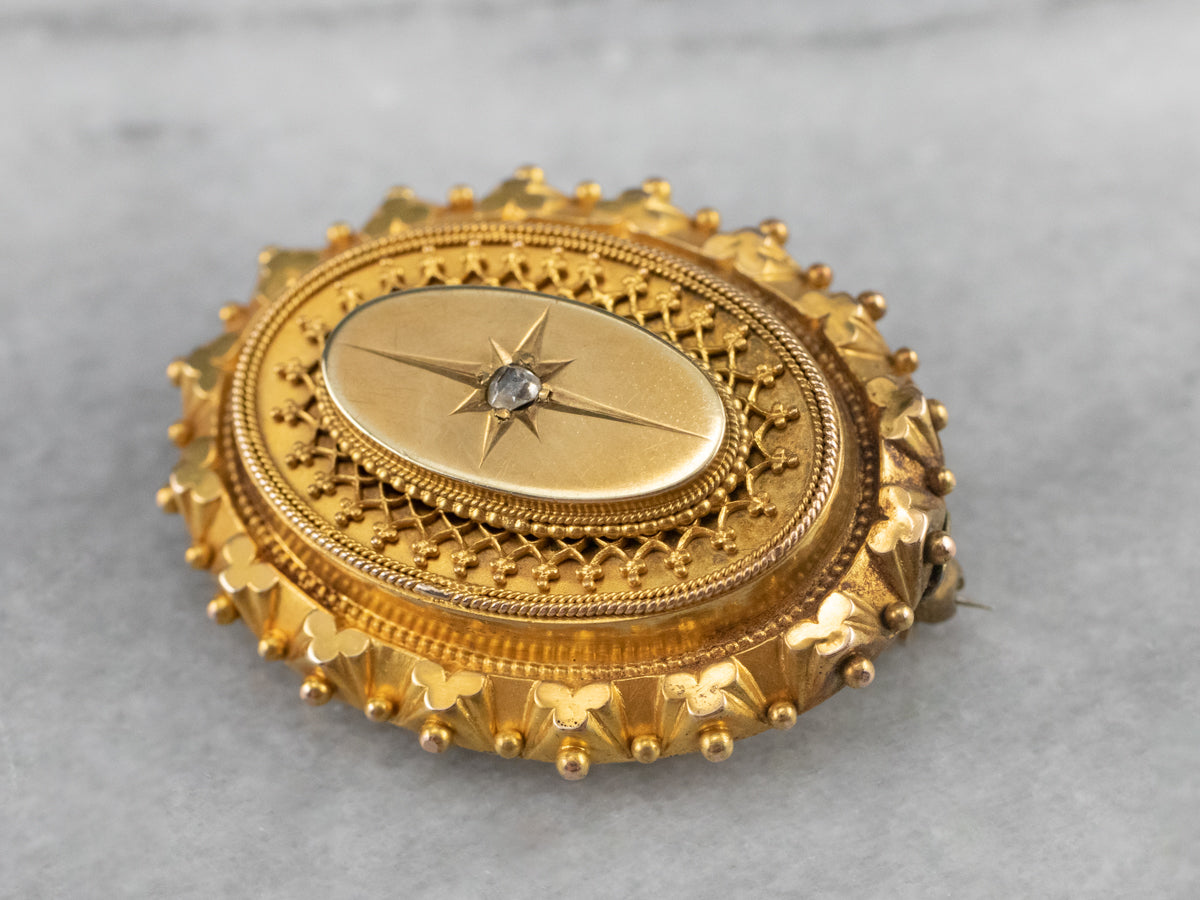 Victorian Diamond Gold Brooch Locket