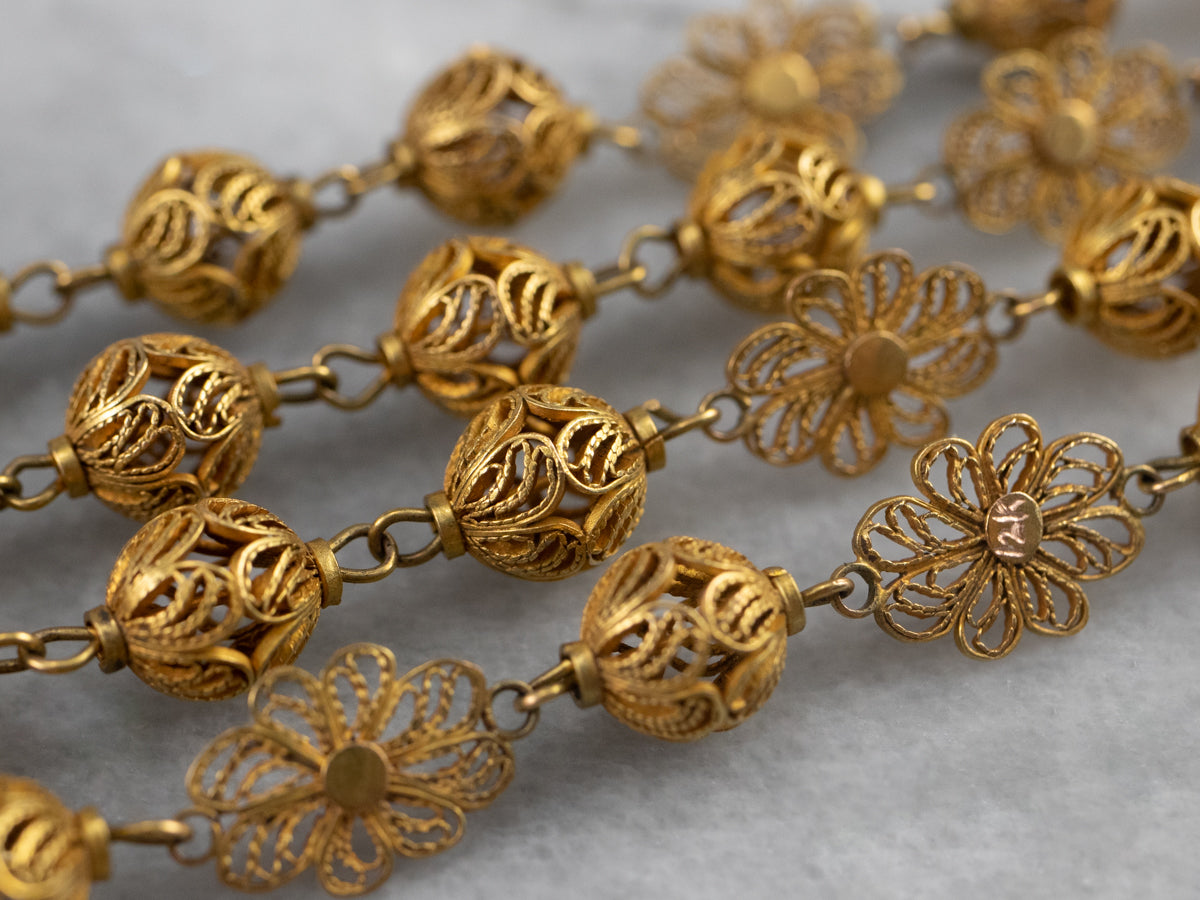 Portuguese Gold Filigree Rosary