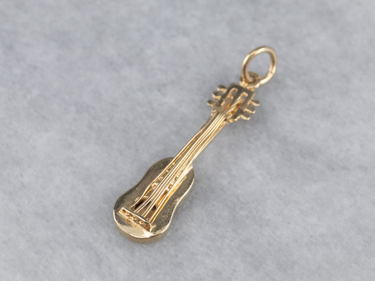 Gold Acoustic Guitar Charm or Pendant