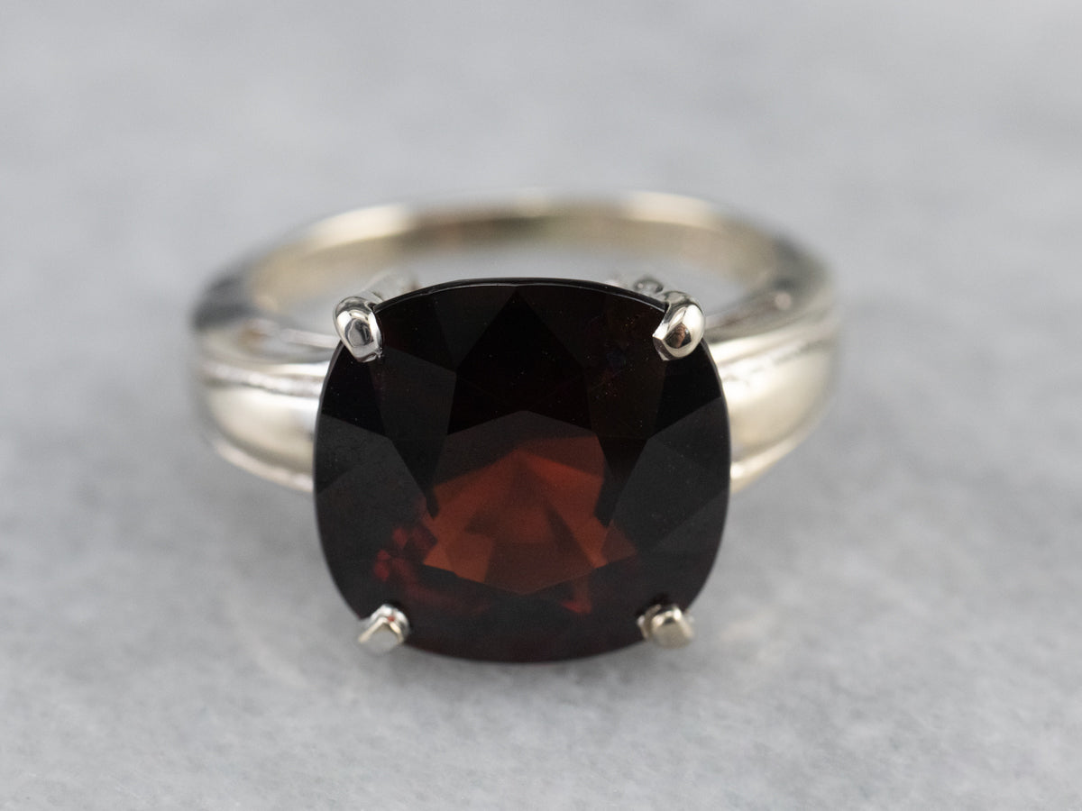 Cushion Cut Garnet White Gold Ring