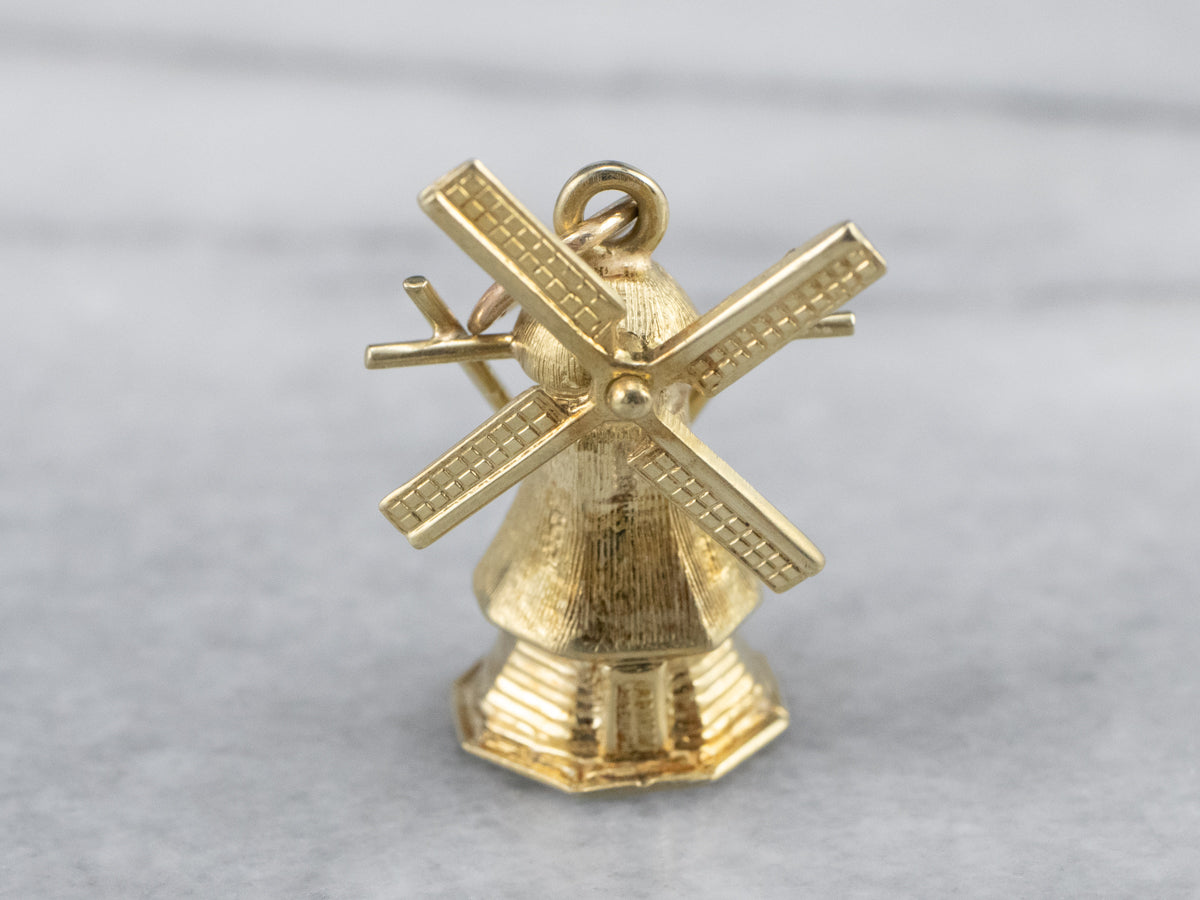 Moving Windmill Gold Charm