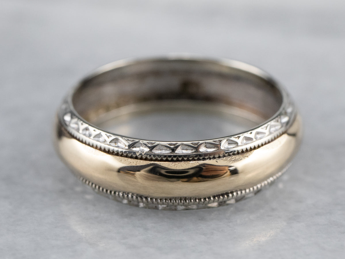 Two Tone Gold Pattern Wedding Band