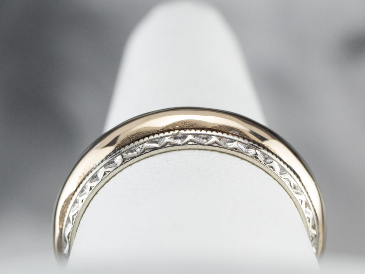 Two Tone Gold Pattern Wedding Band