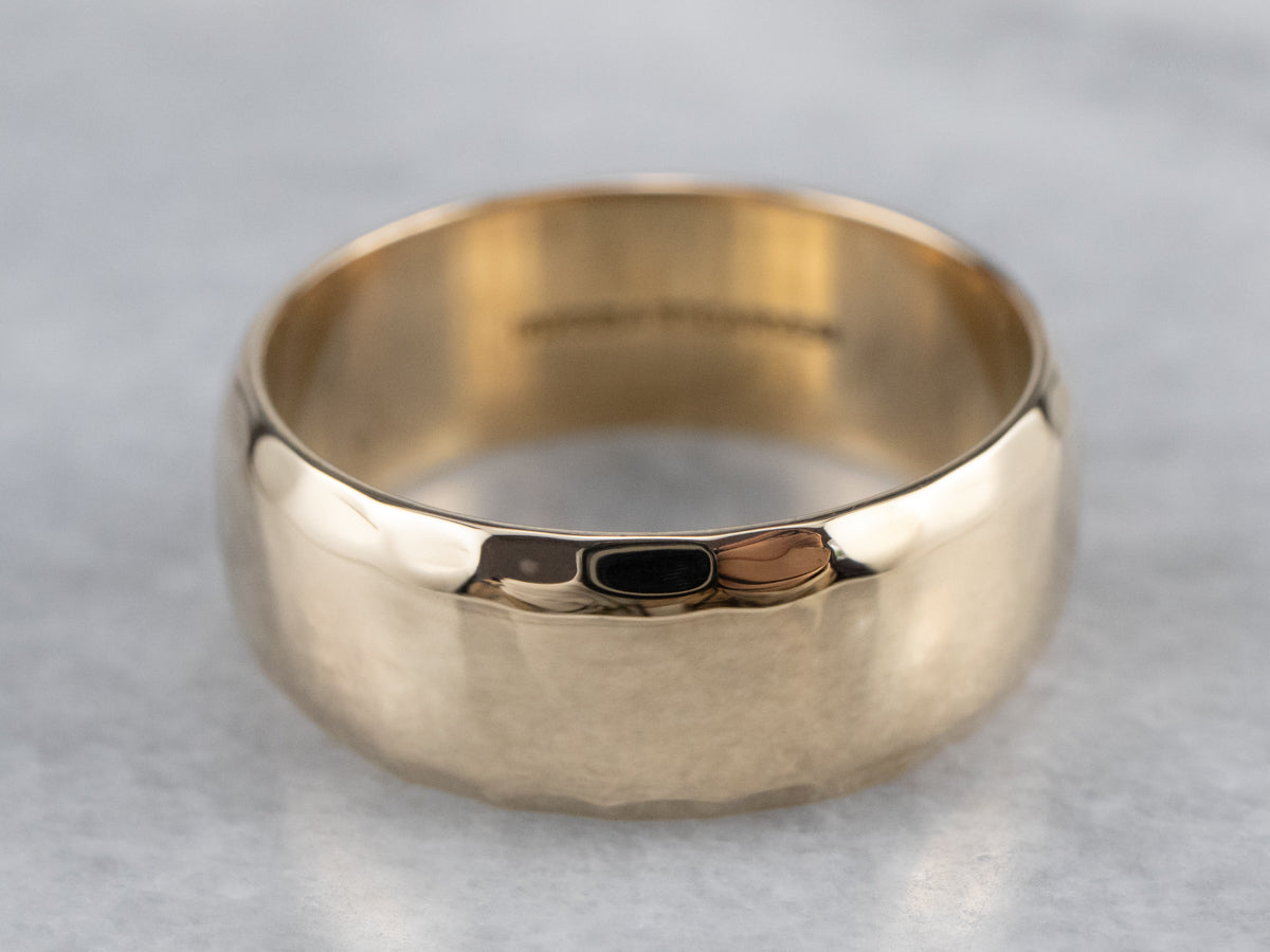 Hammered Finish Gold Band