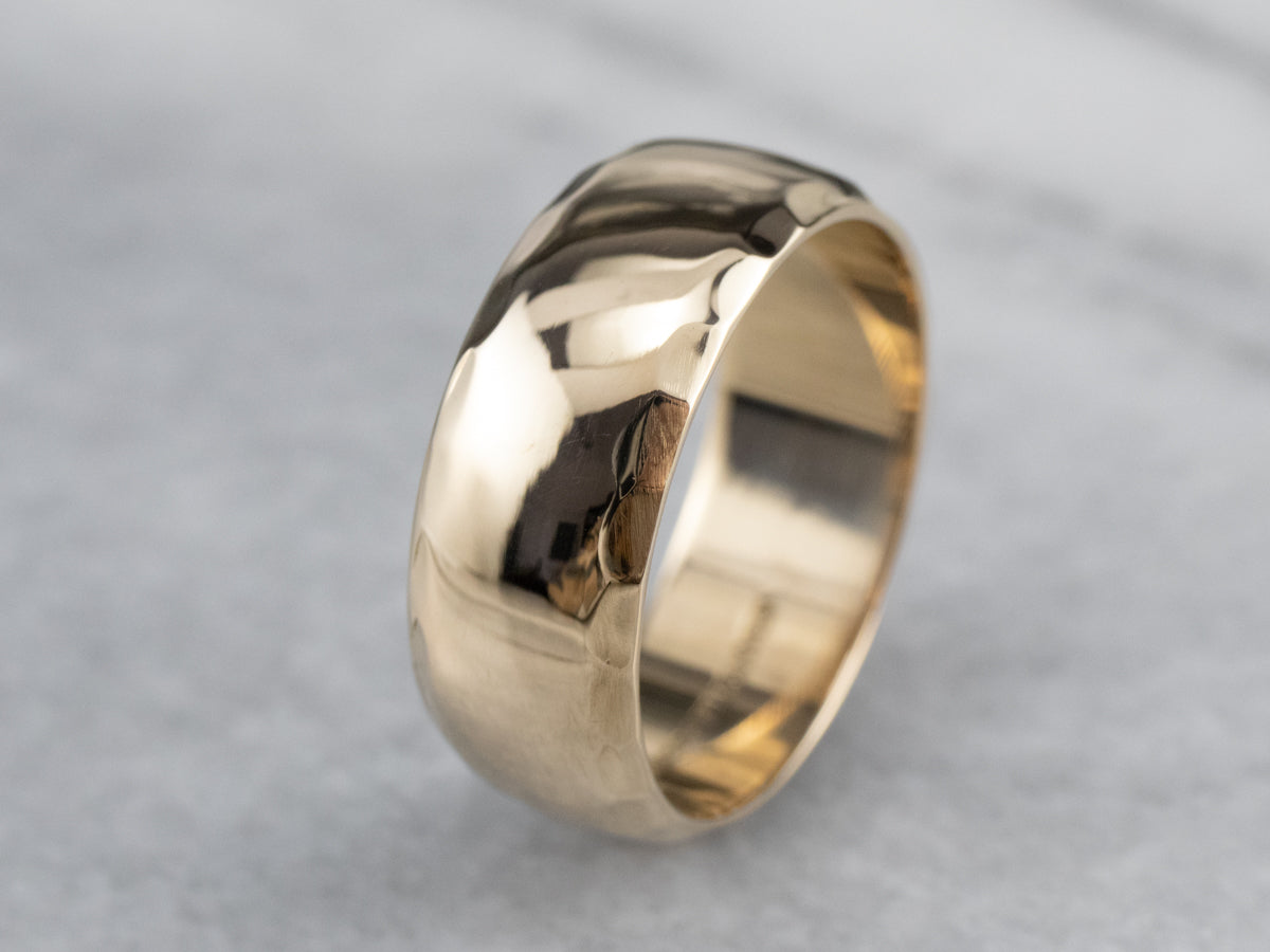 Hammered Finish Gold Band