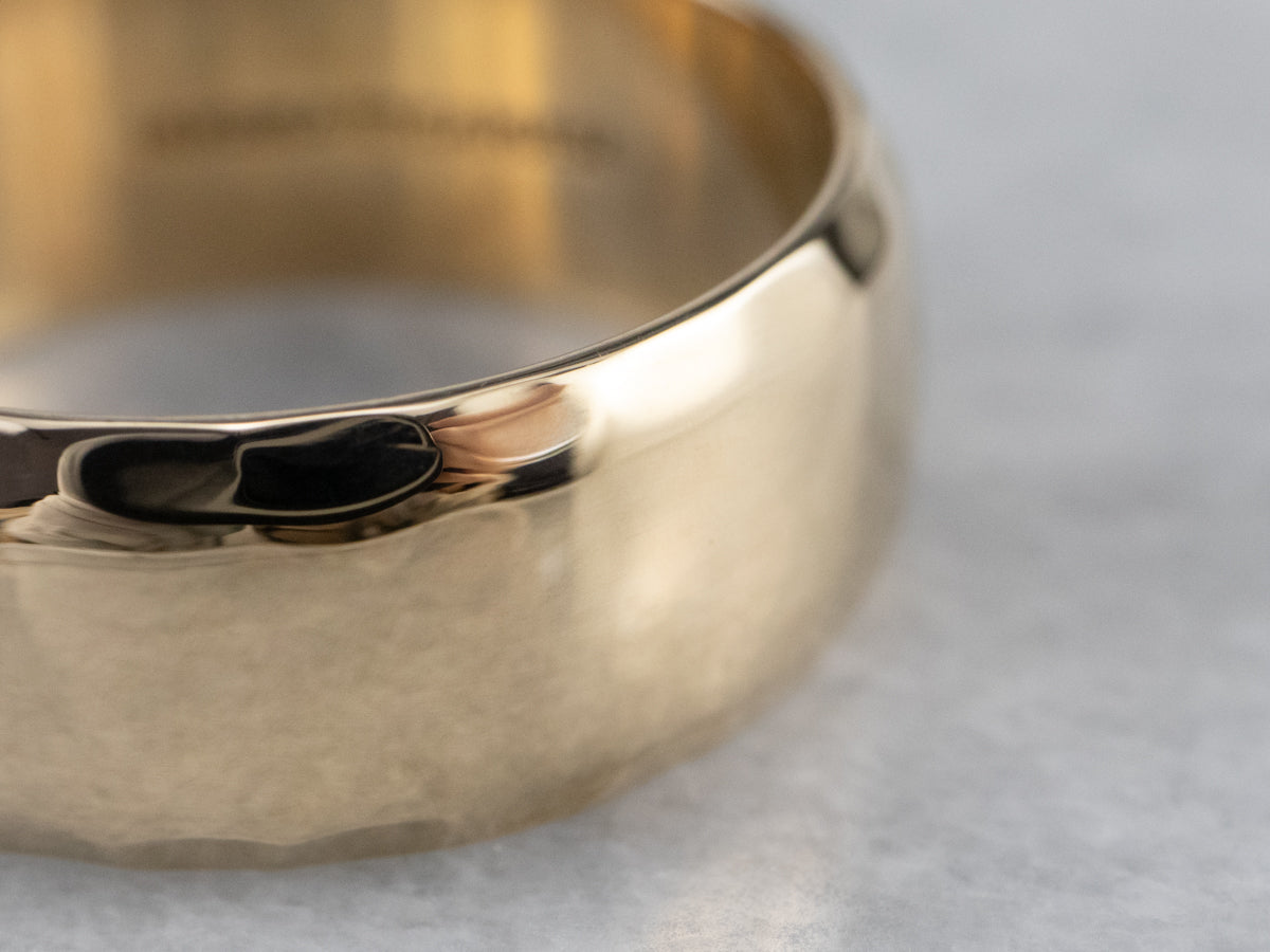 Hammered Finish Gold Band