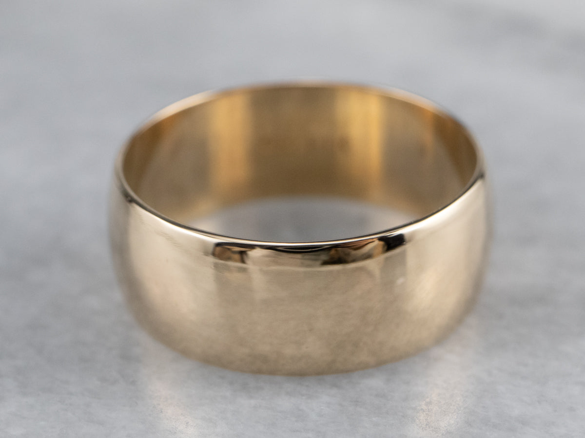 Unisex Wide Gold Wedding Band