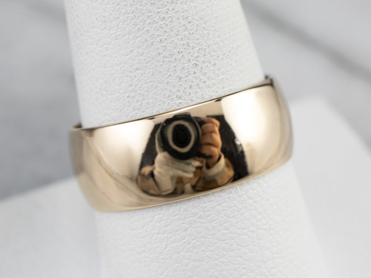 Unisex Wide Gold Wedding Band