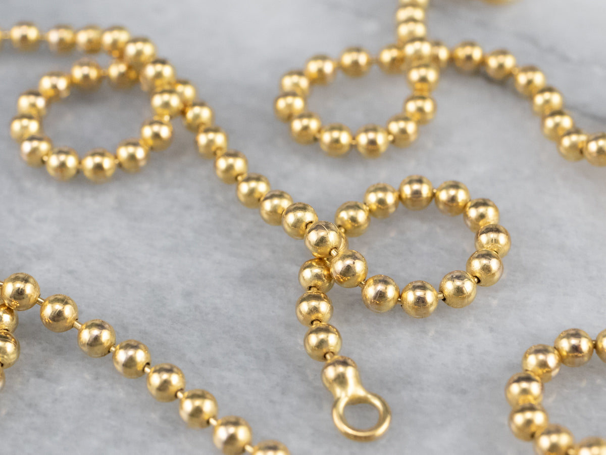 Vintage 14K Yellow Gold Beaded Chain