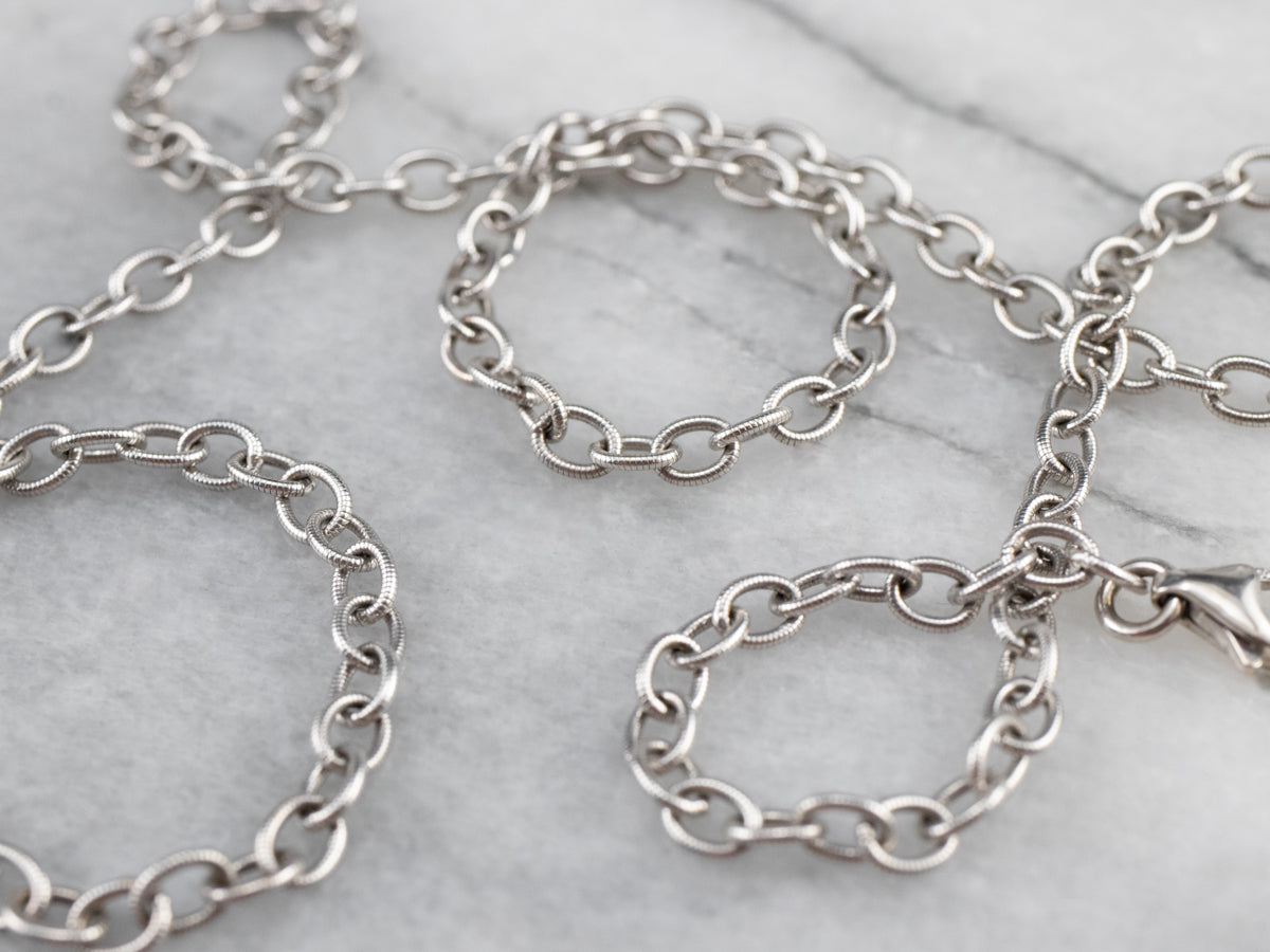 Nautical Style 18K White Gold Cable Chain