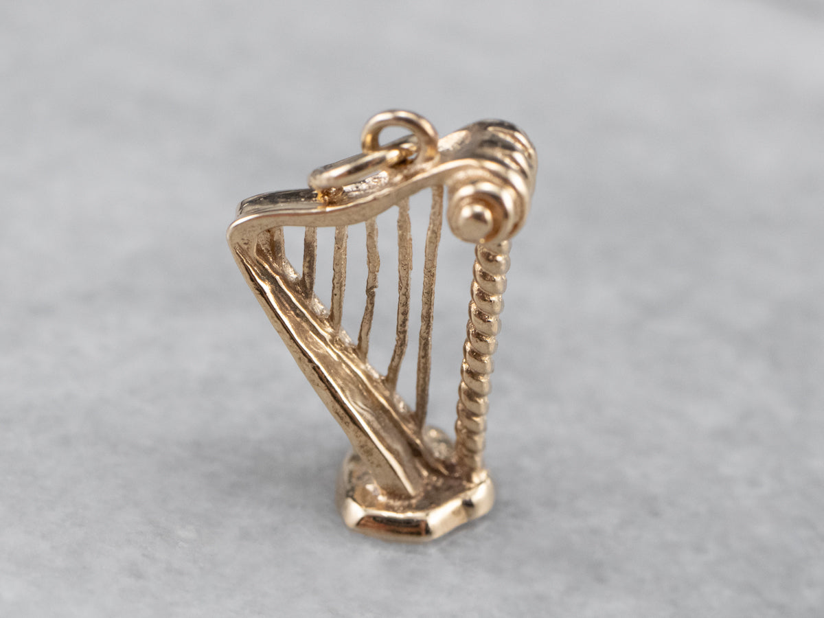 10K Gold Music Harp Charm