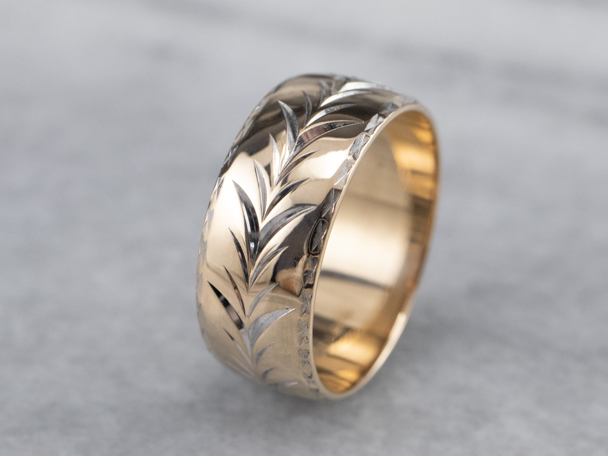 Vintage Wheat Pattern Wedding Band