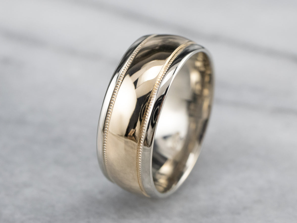 Minimalist Two Tone Gold Wedding Band