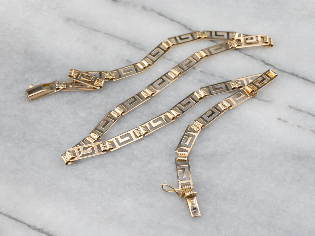 Fine Jewelry 22 Kt Hallmark Real Solid Yellow Gold Greek Key Necklace  Pendant | eBay