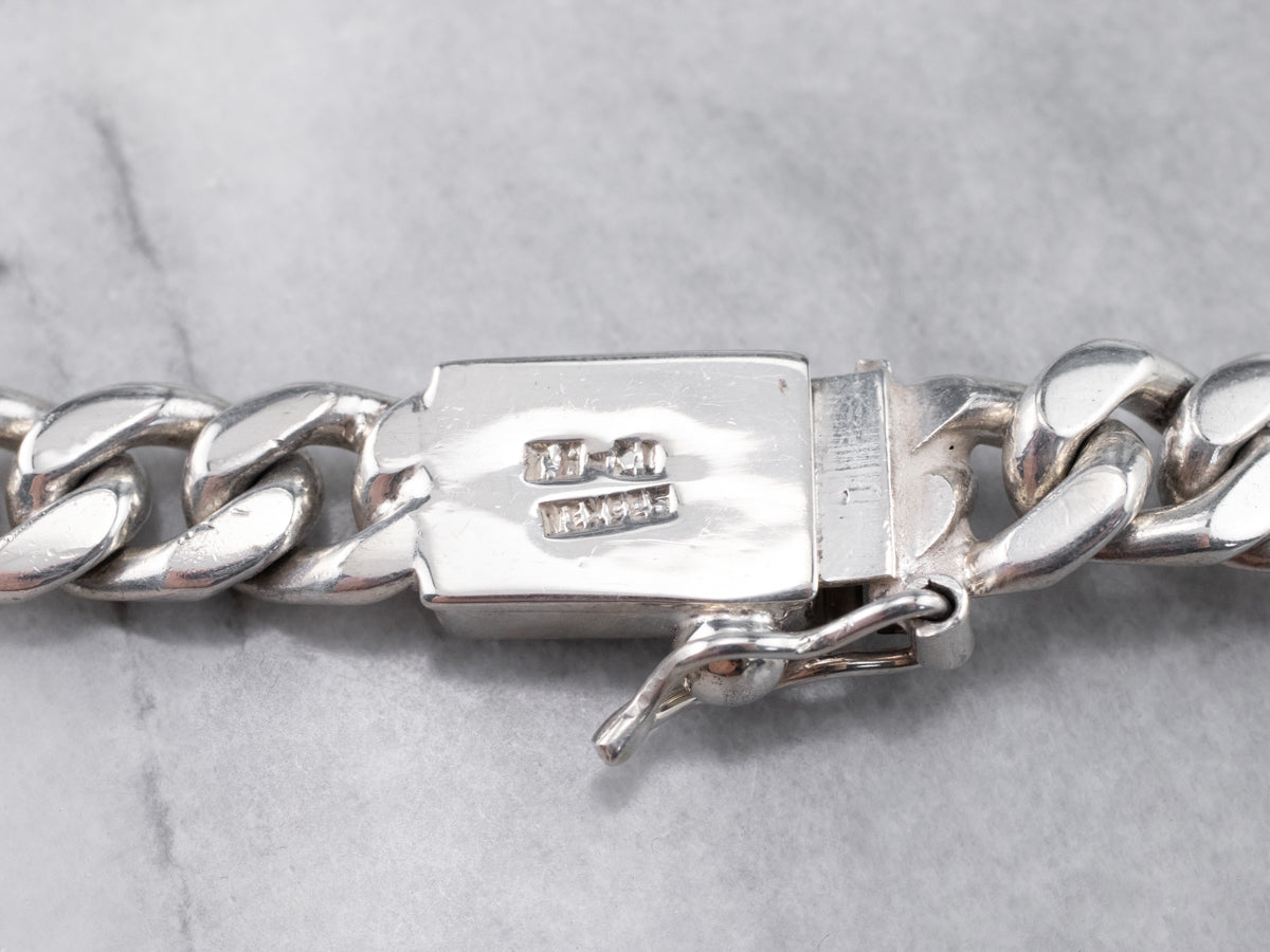 Sterling Mexico Cuban Chain Link Bracelet