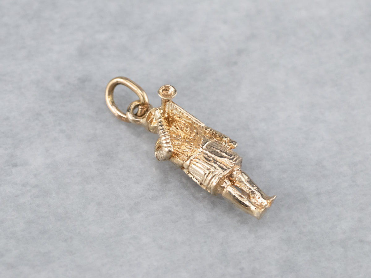 Vintage Gold Bugle Boy Charm