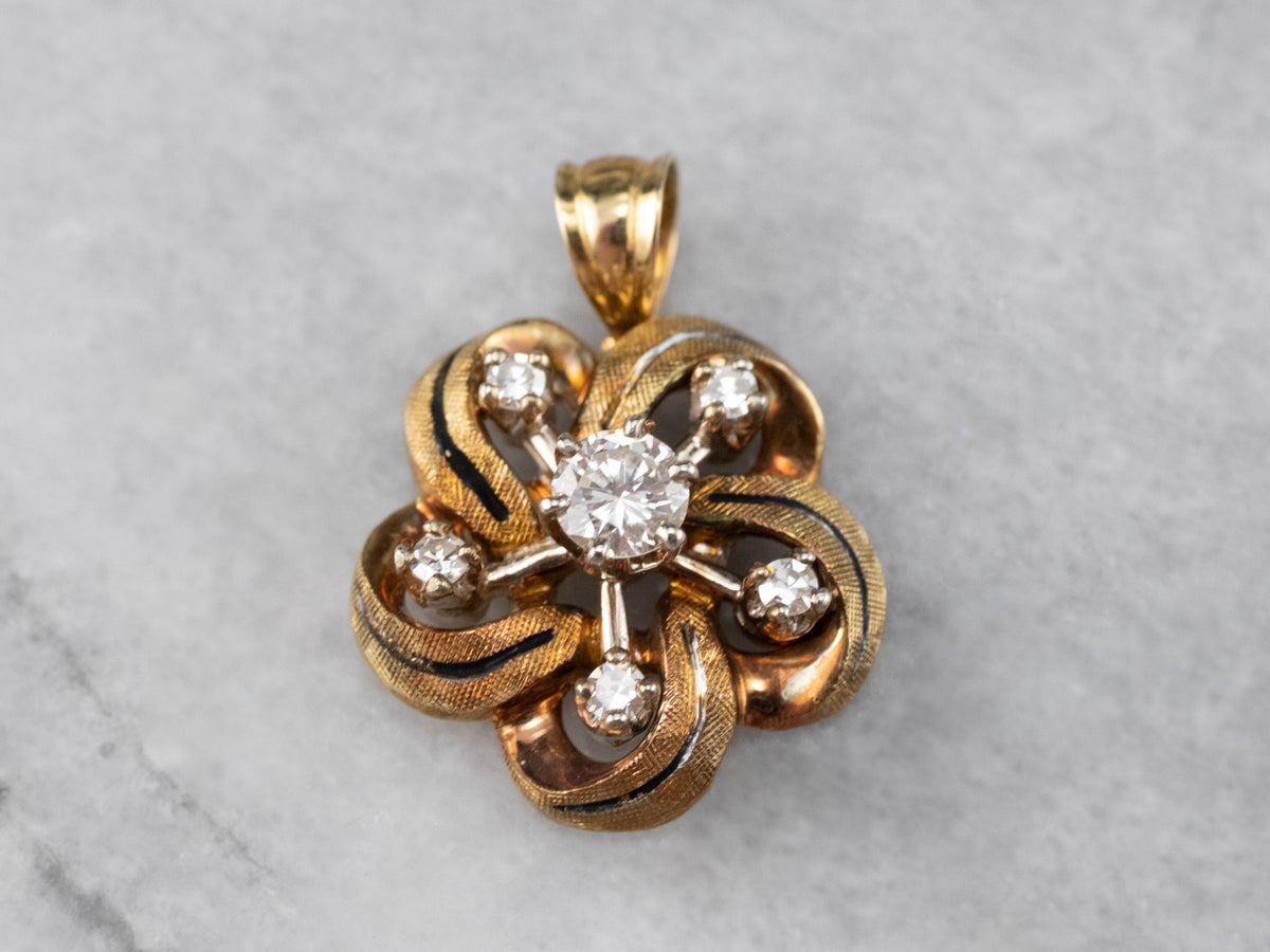 Enamel and Diamond Lover&#39;s Knot Pendant