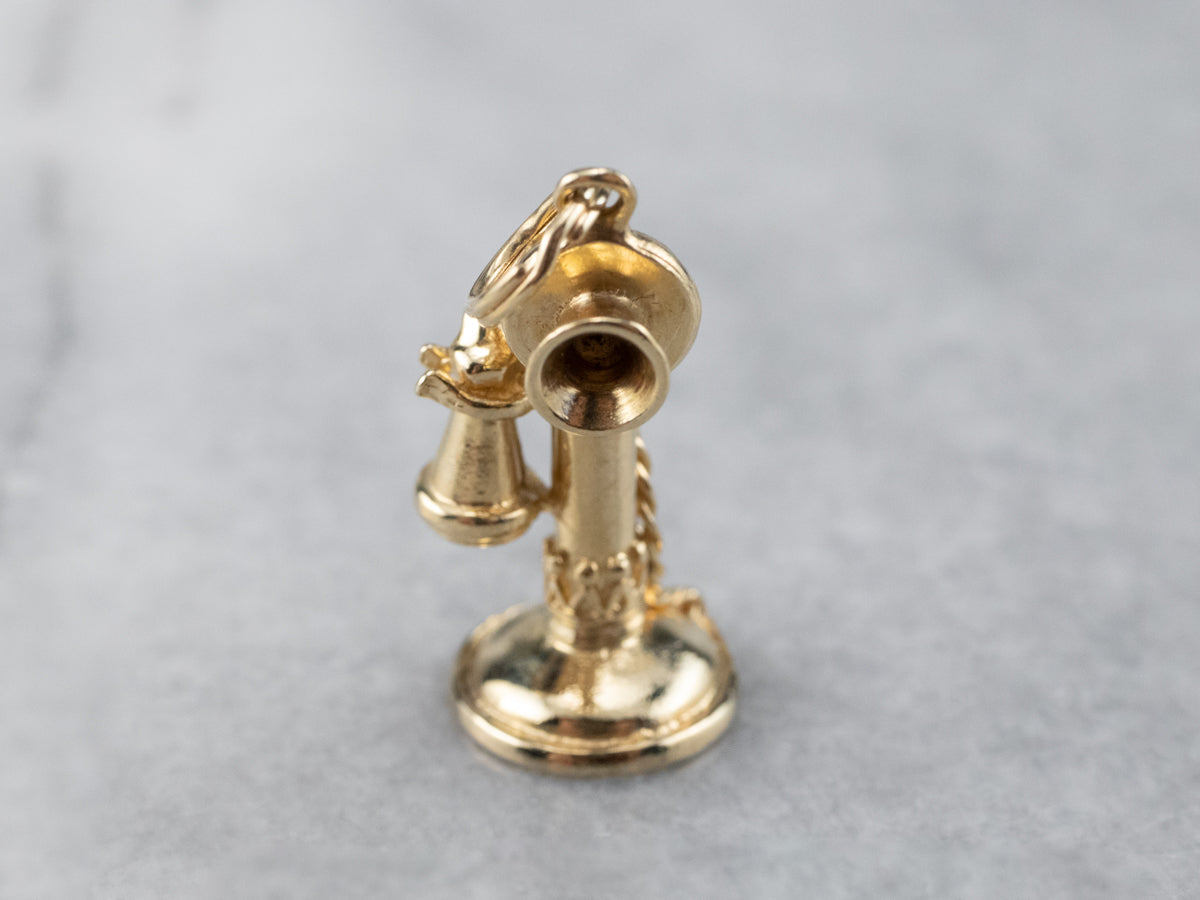 Gold Old Fashioned Phone Charm