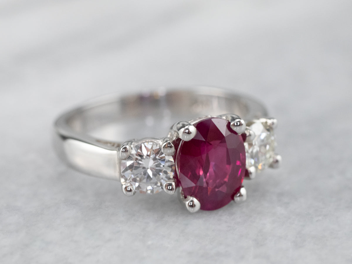 Modern Ruby and Diamond Ring