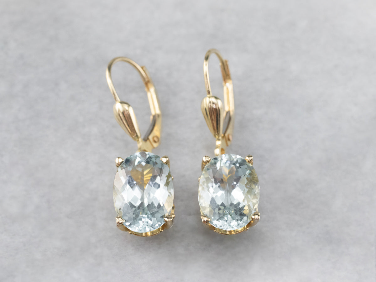 Gold Aquamarine Drop Earrings