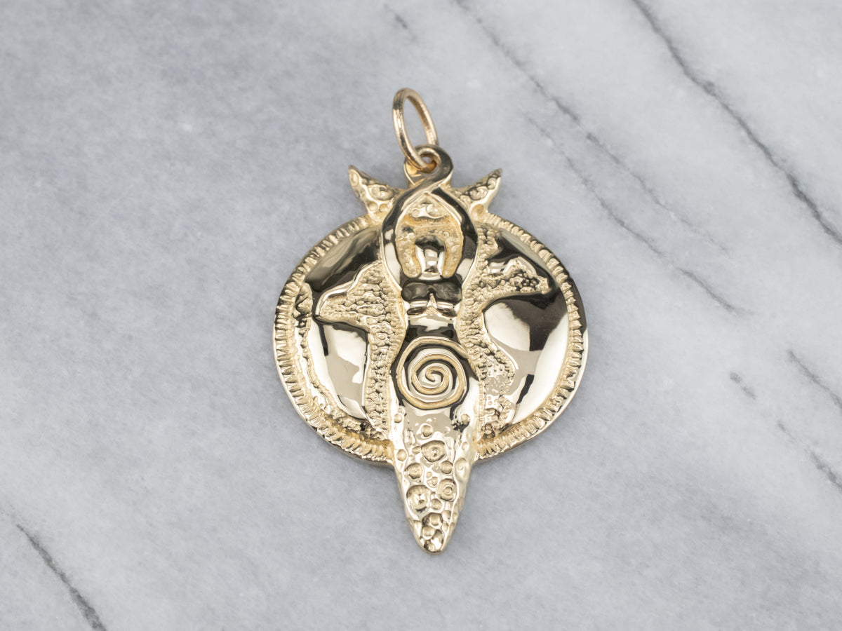 Earth Goddess Heavy Gold Pendant