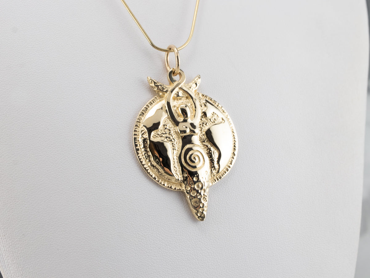 Earth Goddess Heavy Gold Pendant