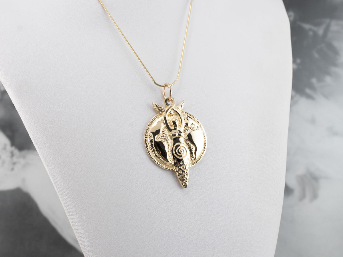 Earth Goddess Heavy Gold Pendant