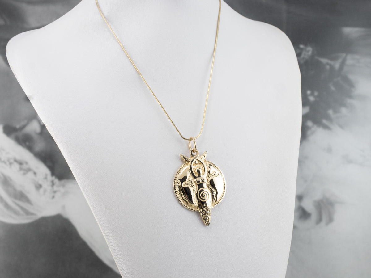 Earth Goddess Heavy Gold Pendant