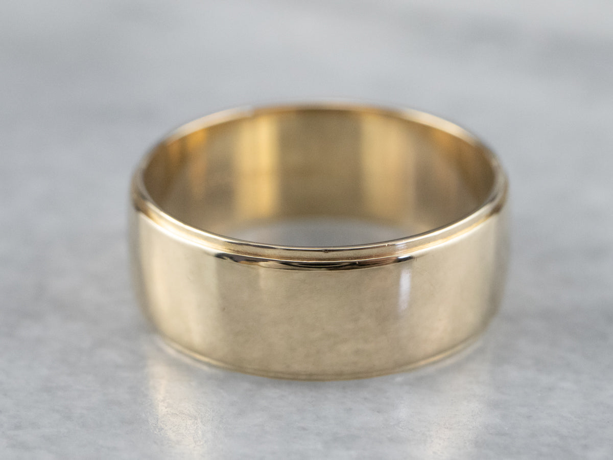 Wide 14K Gold Plain Wedding Band