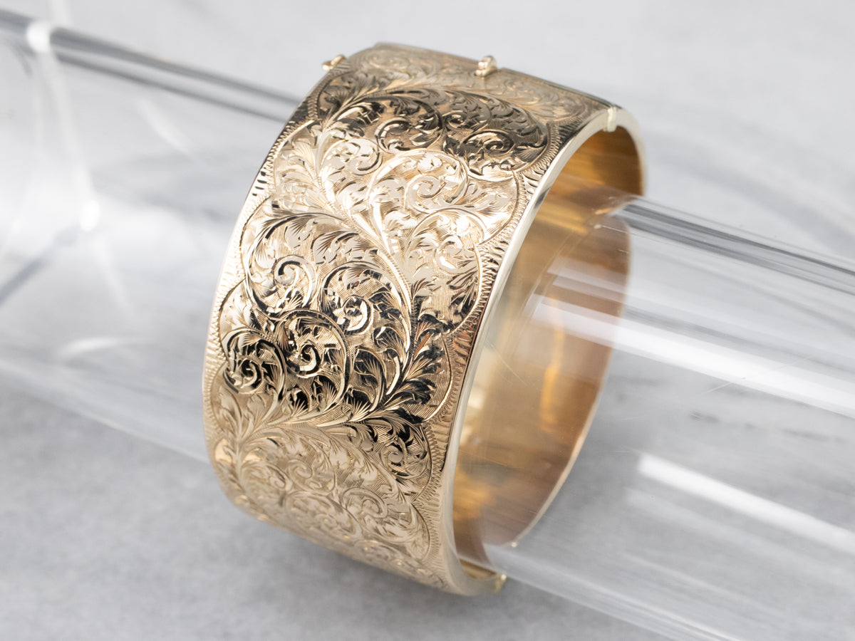 Ornate Gold Bangle Bracelet