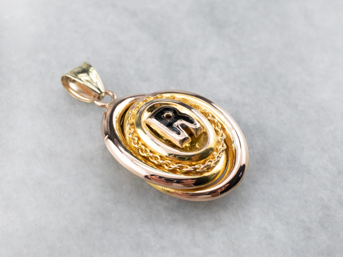 Large Gold R Monogramed Locket