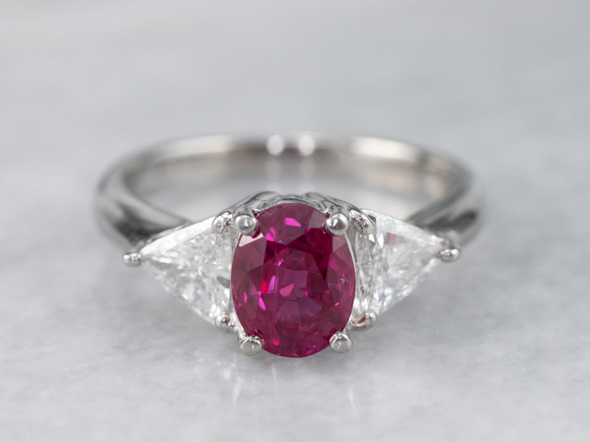 Ruby Diamond Platinum Engagement Ring