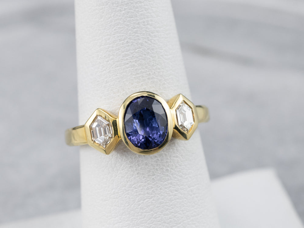 Sapphire Diamond 18K Gold Engagement Ring - Market Square Jewelers