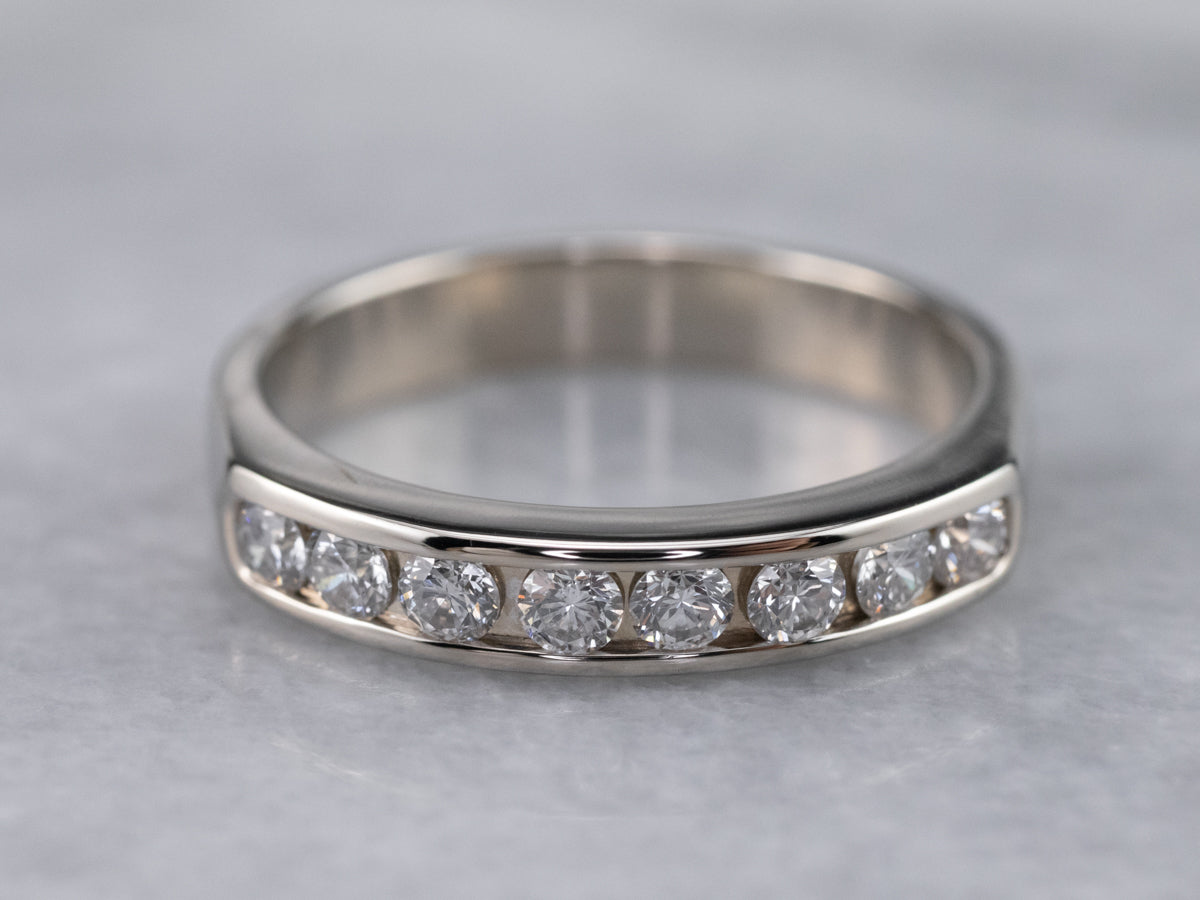 Channel Set Diamond White Gold Wedding Band