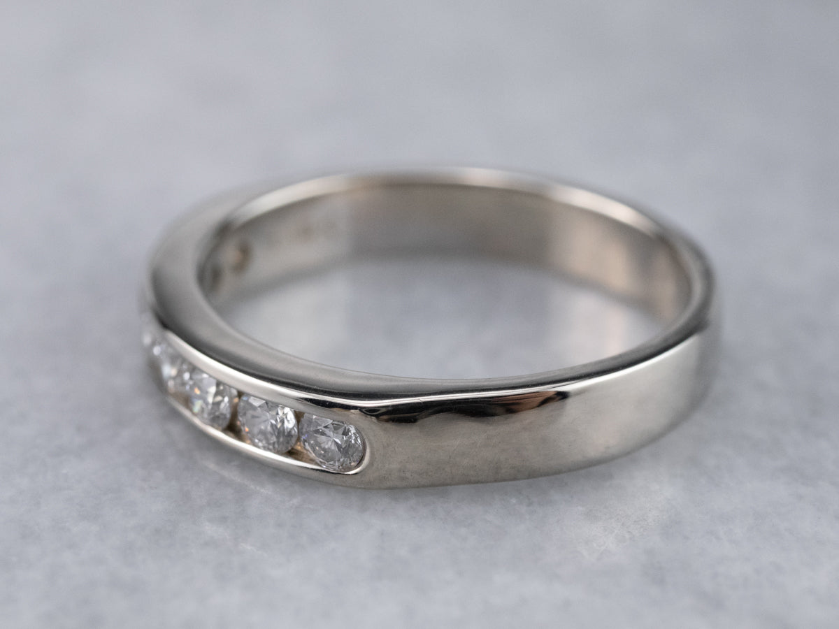 Channel Set Diamond White Gold Wedding Band