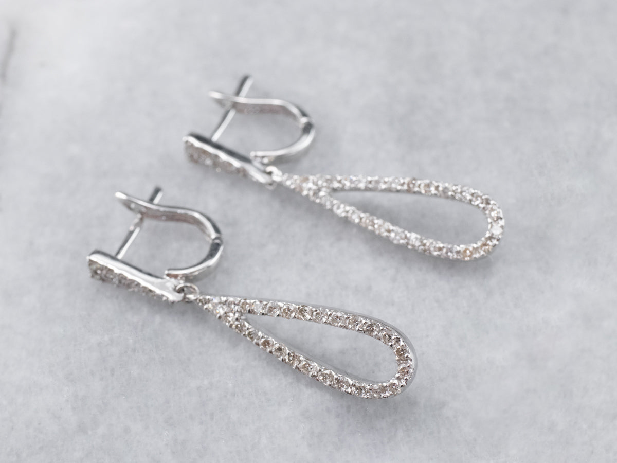 Diamond Teardrop White Gold Drop Earrings