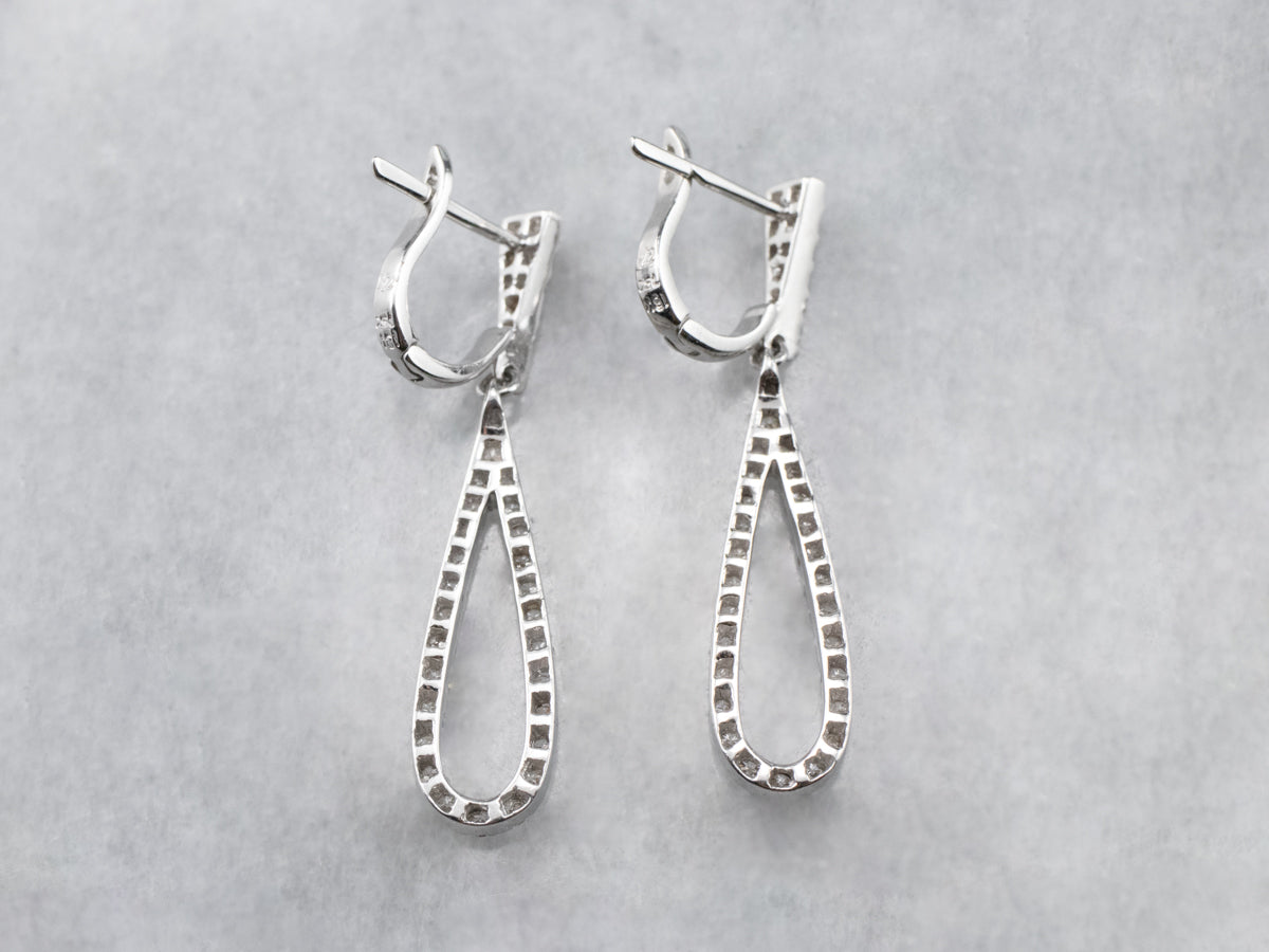 Diamond Teardrop White Gold Drop Earrings