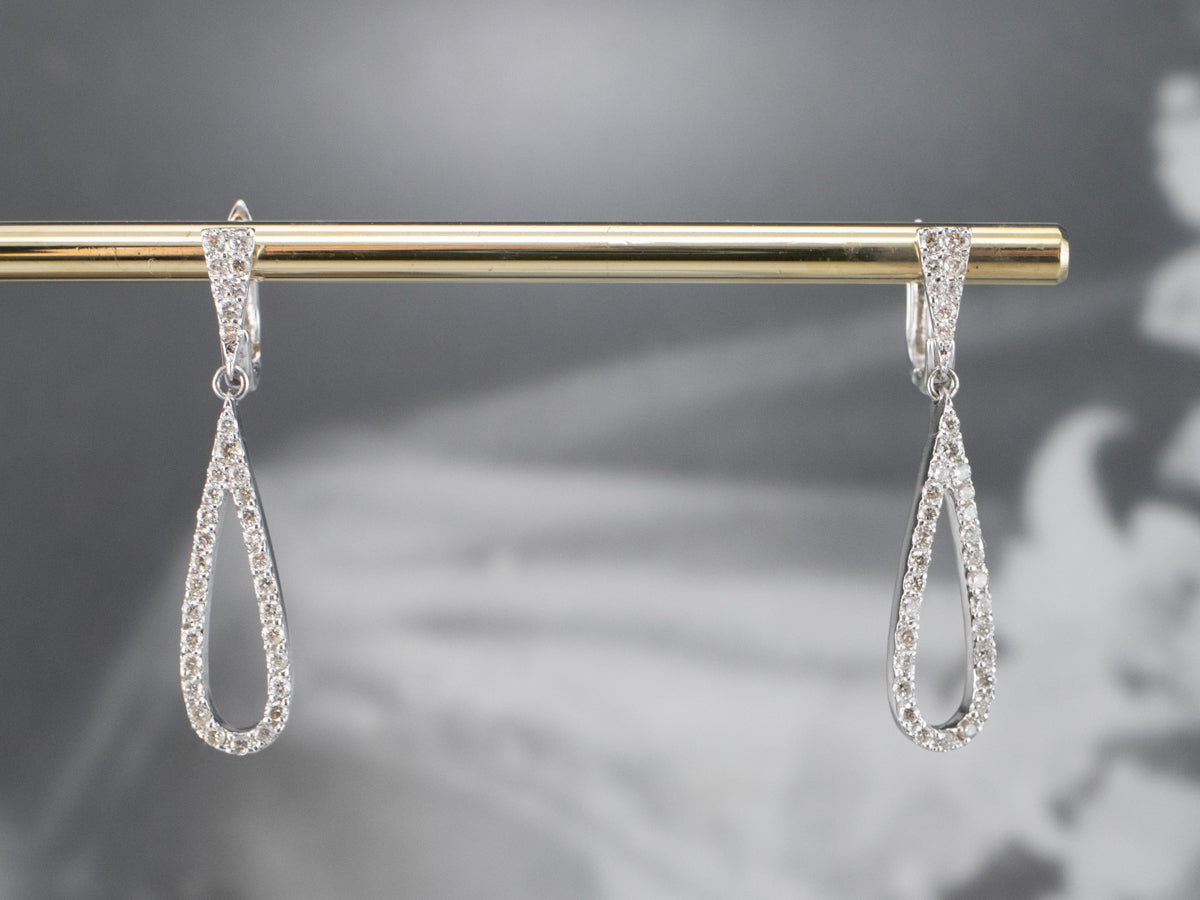 Diamond Teardrop White Gold Drop Earrings