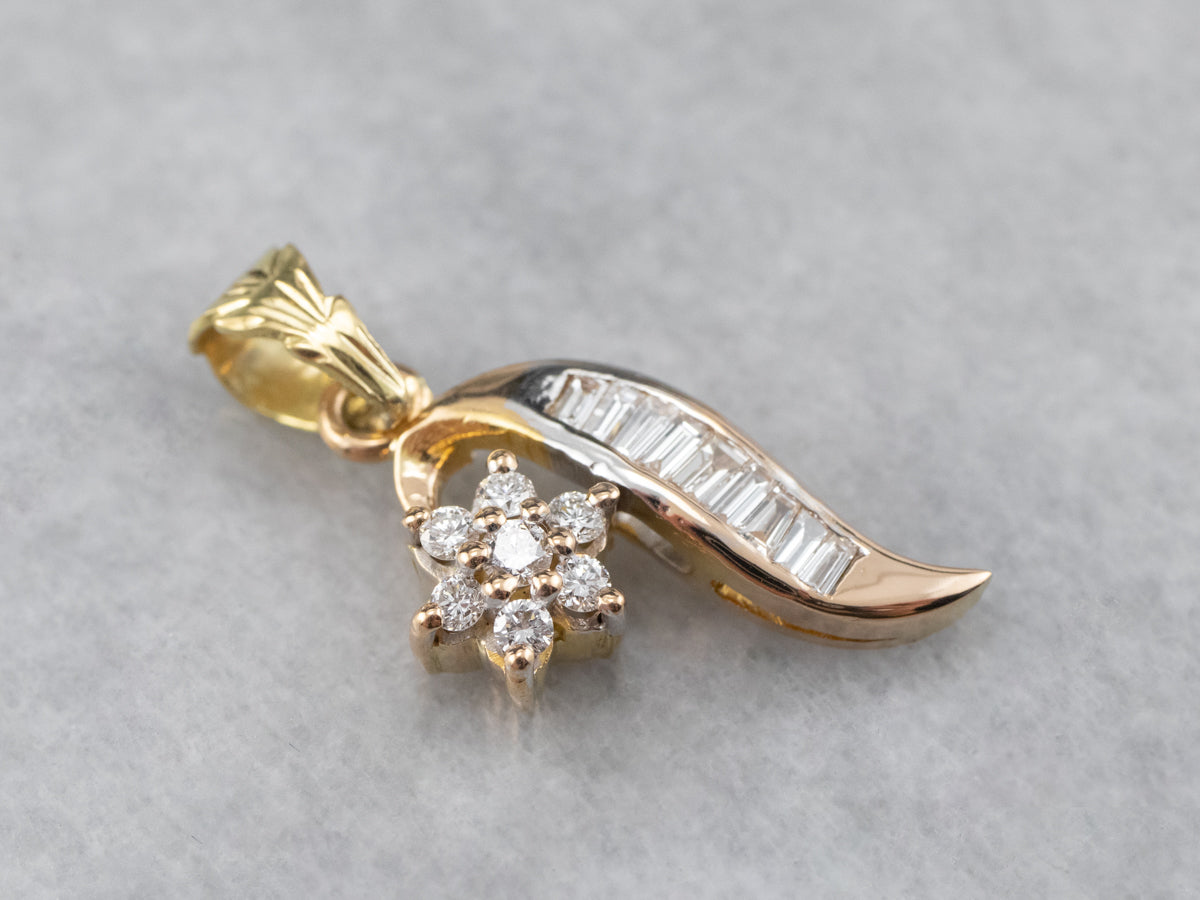 Floral Diamond Gold Pendant