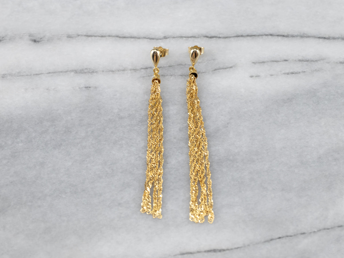 Yellow Gold Singapore Chain Earrings