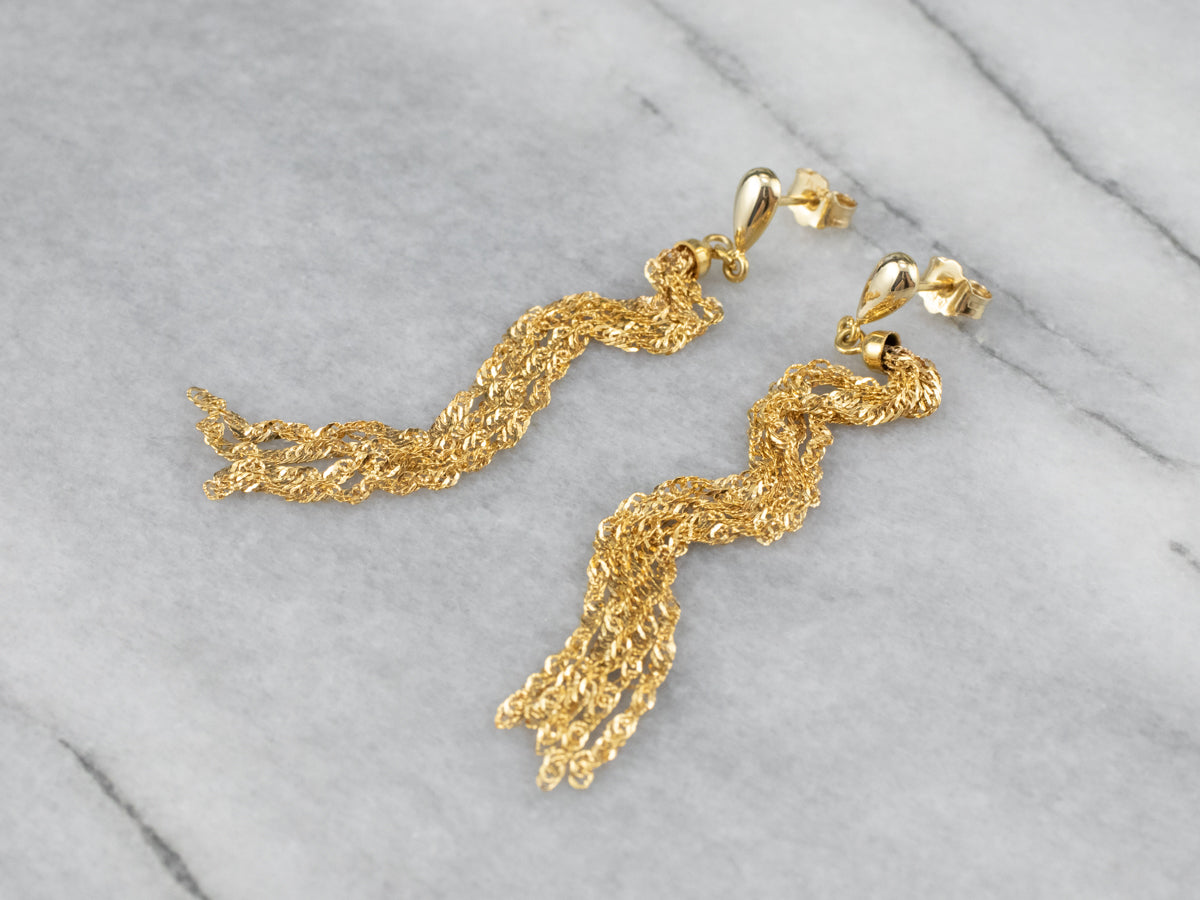 Yellow Gold Singapore Chain Earrings