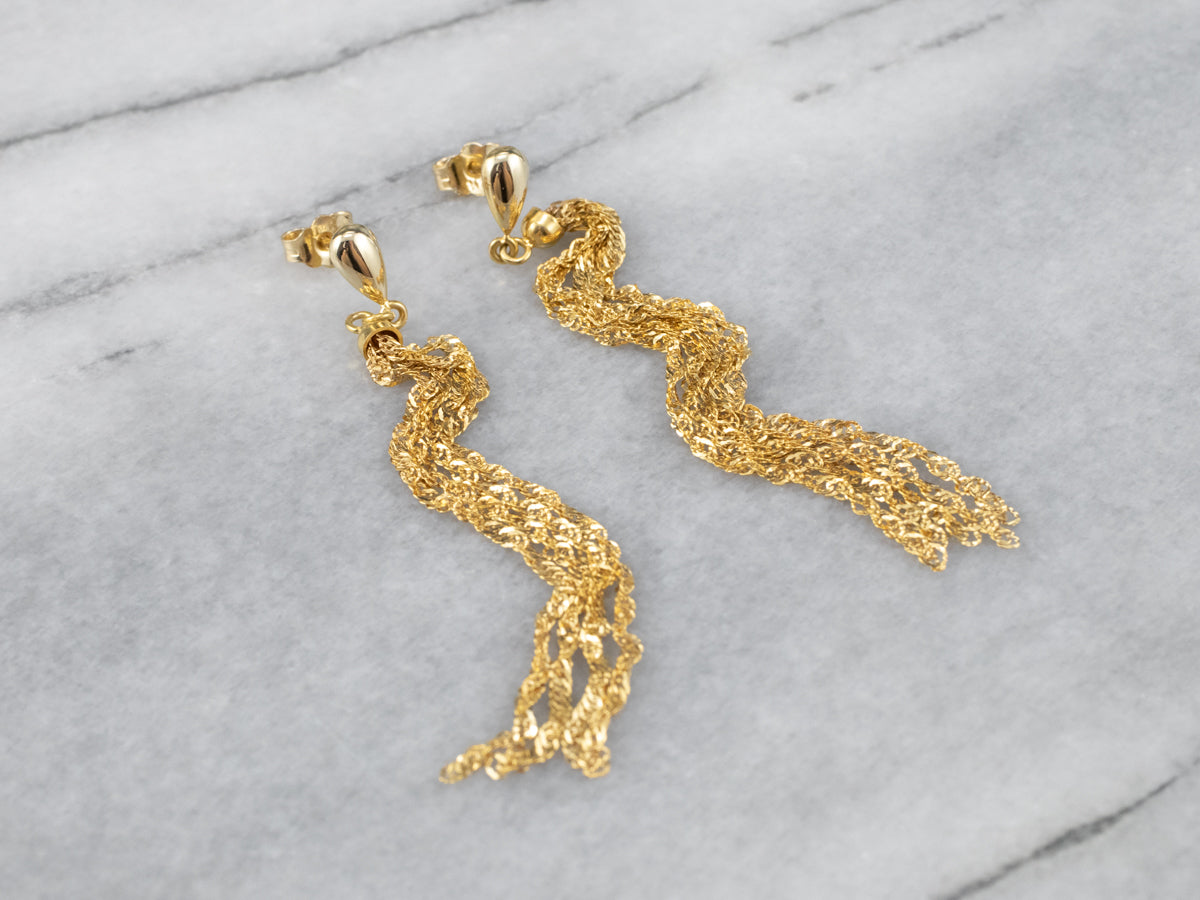 Yellow Gold Singapore Chain Earrings