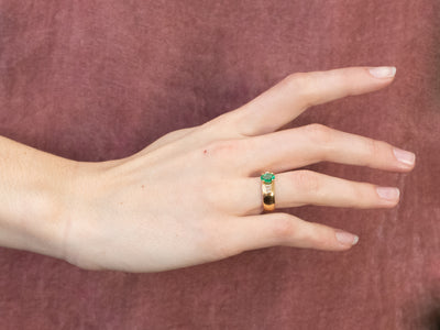 Emerald Diamond 18K Unisex Ring