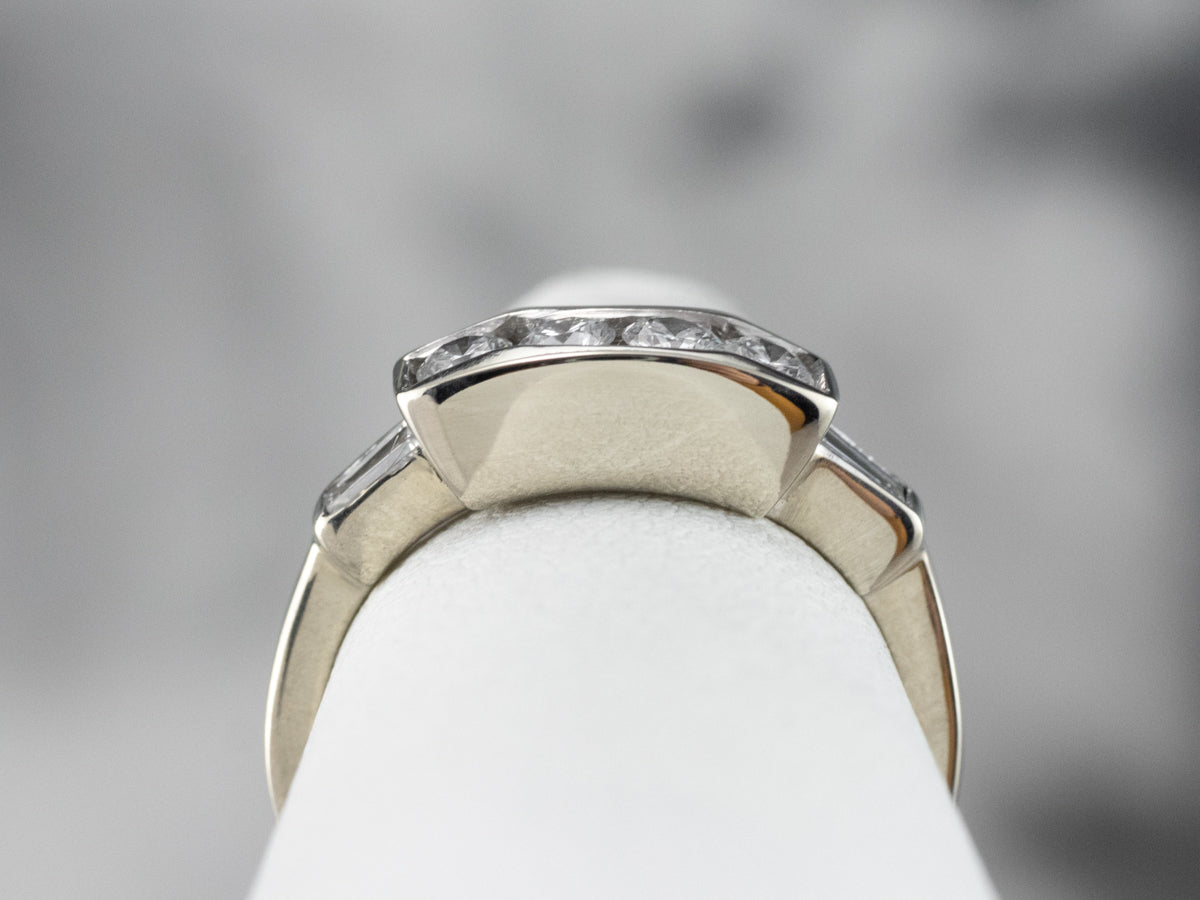 Stepped Diamond White Gold Enhancer Band Ring