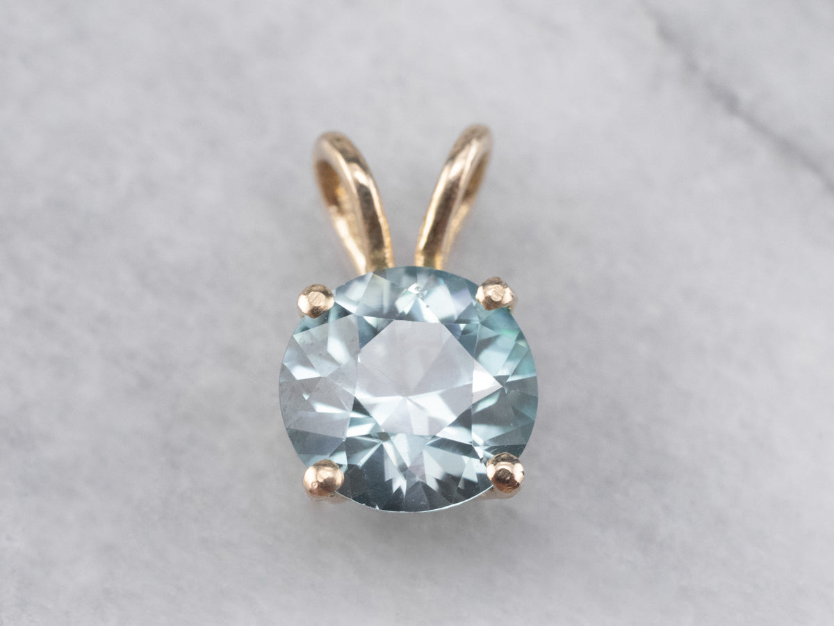 Blue Zircon Solitaire Pendant