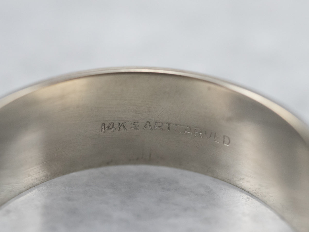 Wide 14K White Gold Wedding Band