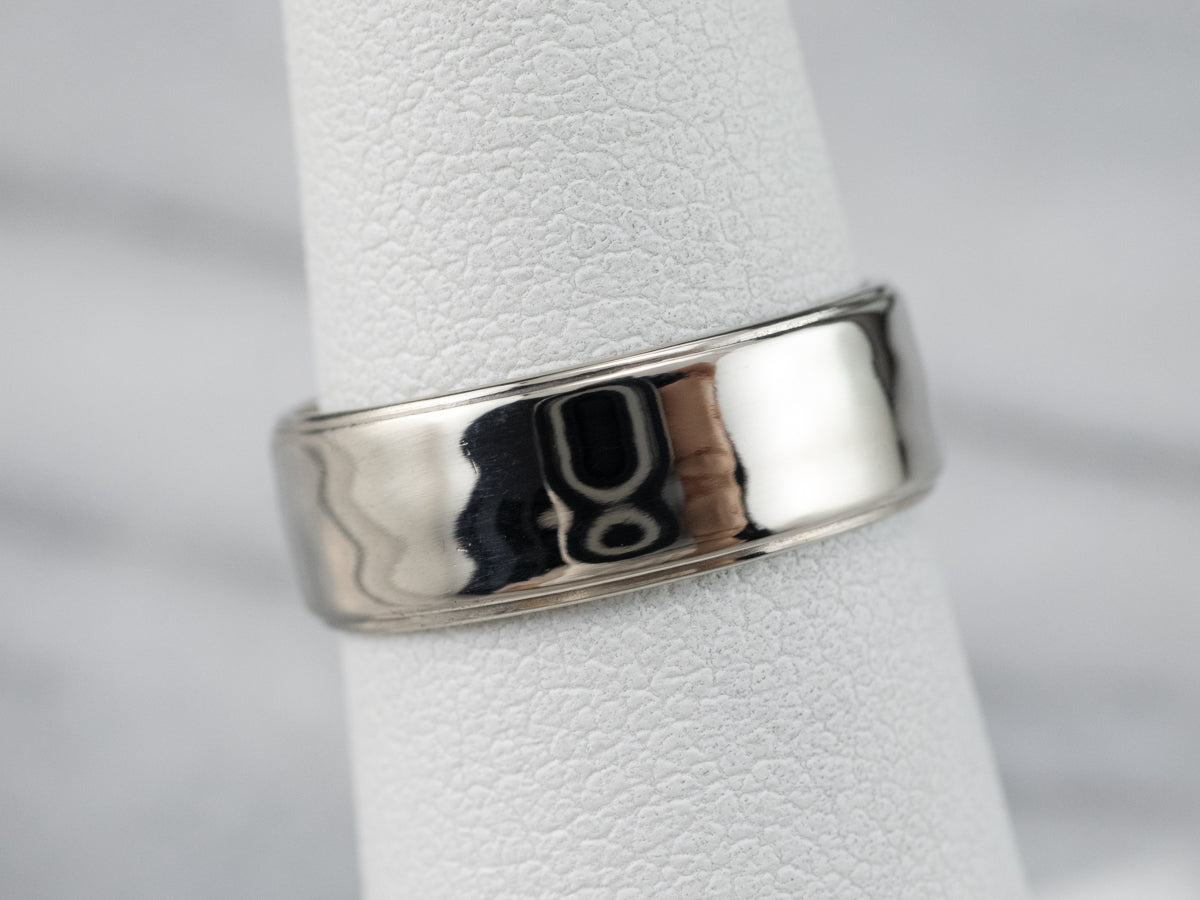 Wide 14K White Gold Wedding Band