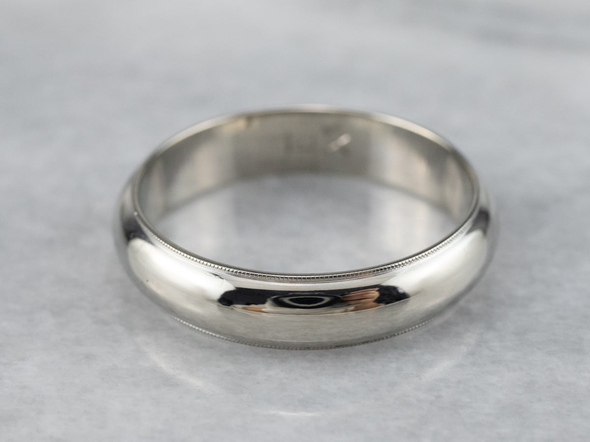 14K White Gold Heavy Wedding Band