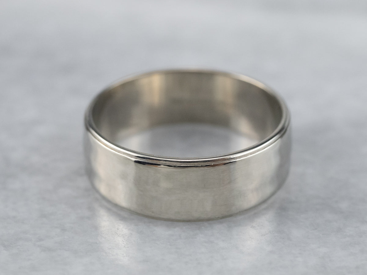 Wide 14K White Gold Wedding Band